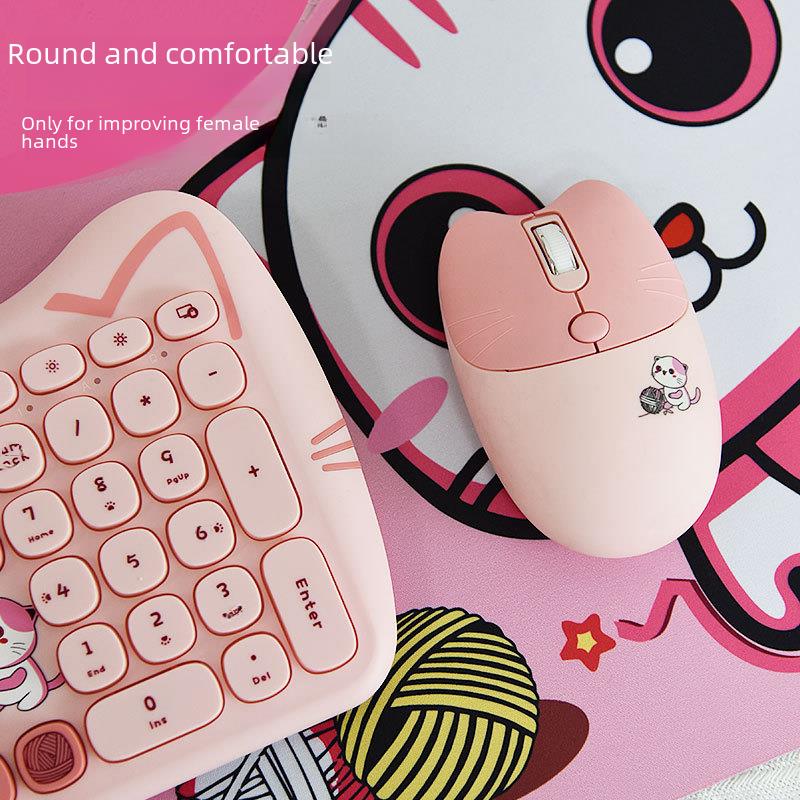 Skyscraper Meow Meng PLUS Wireless Set Keyboard Mouse Color Lipstick Girl Punk Office Set