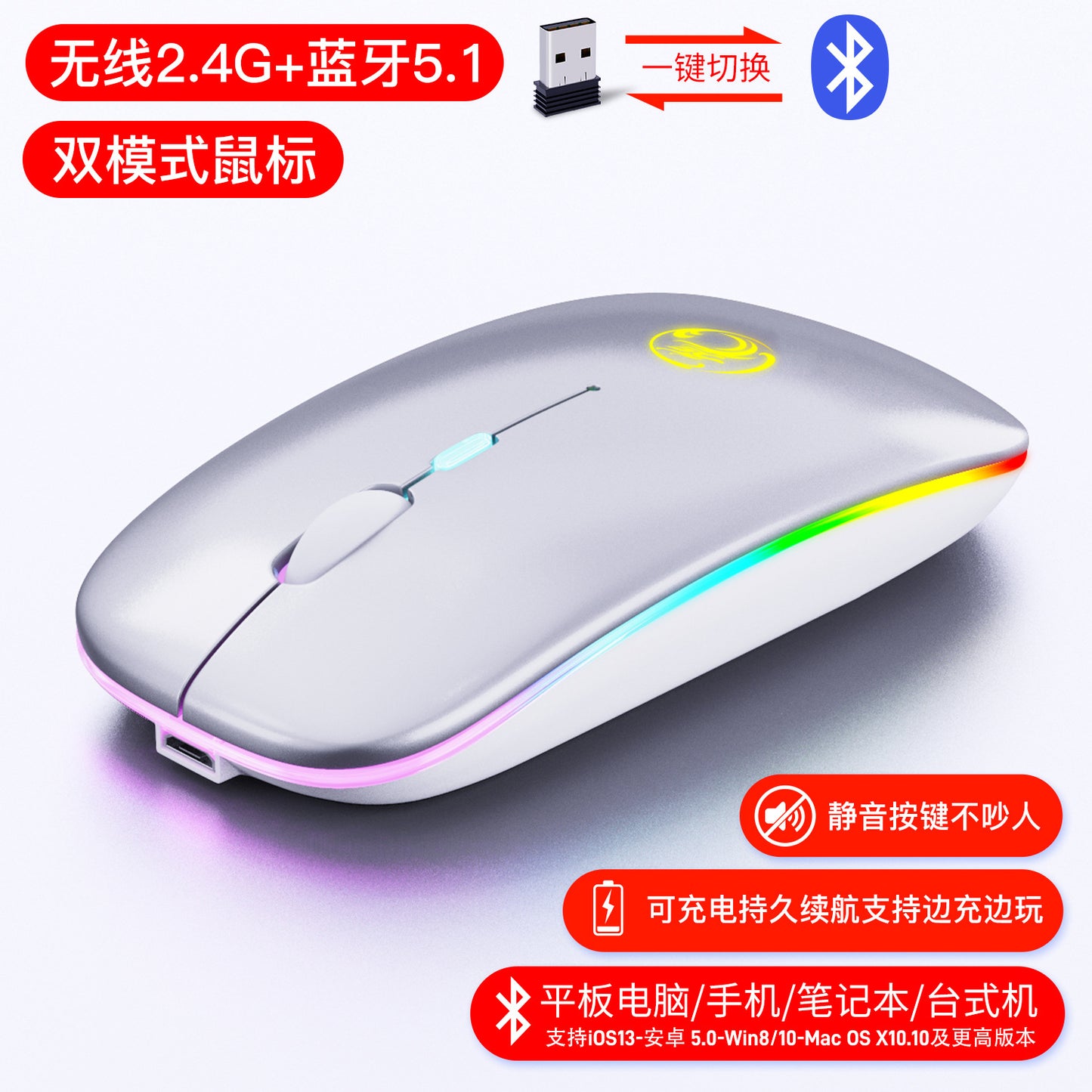 IMICE factory wholesale wireless mute mouse charging Bluetooth Dual Mode desktop notebook