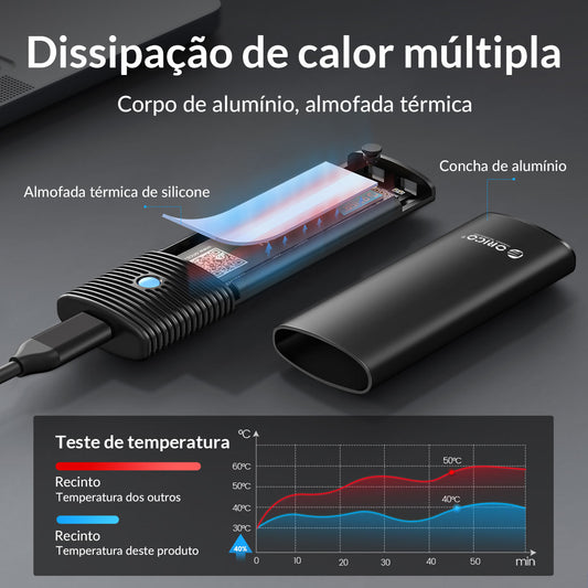 ORICO M2 SSD Enclosure NVMe 10Gbps PCIe SSD Box for M.2 NVMe NGFF SATA SSD Disk Tool Free M.2 SSD Case Built-in Metal Heat Sink