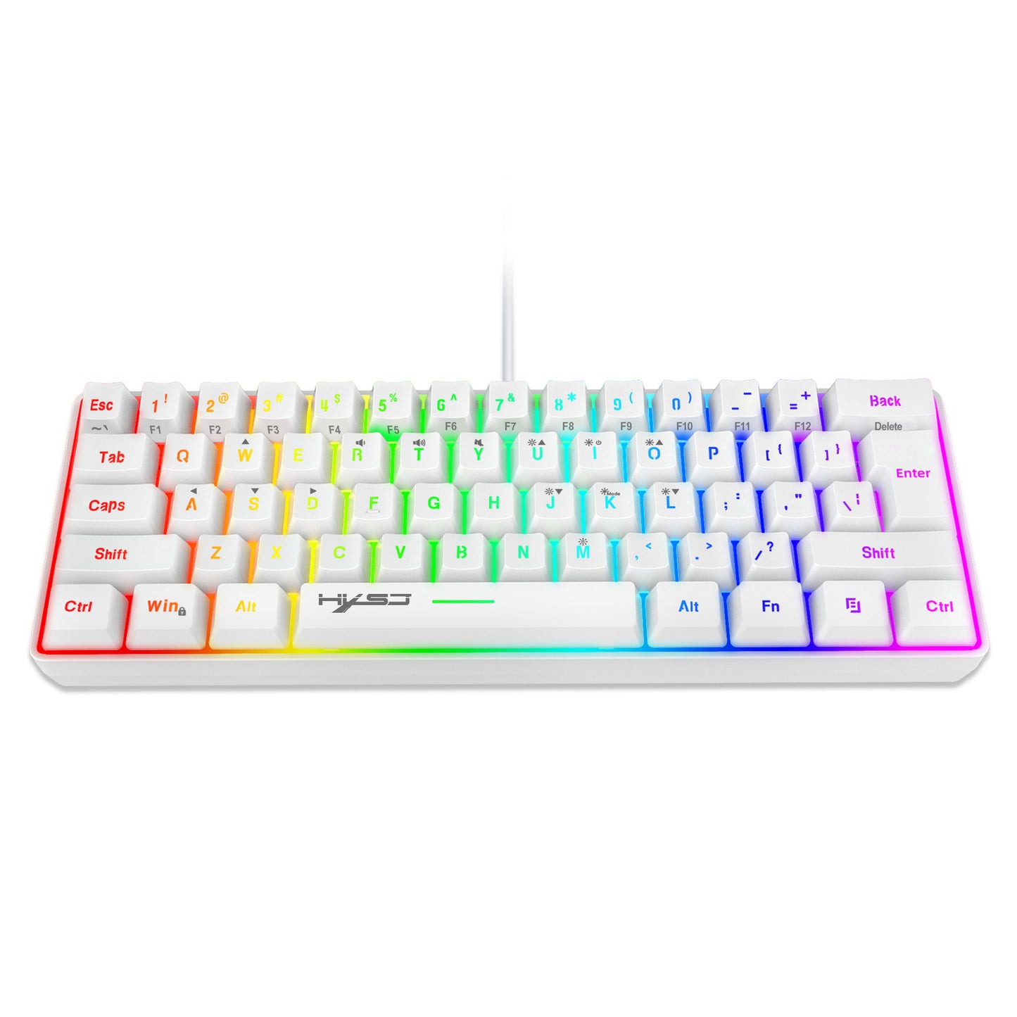 Bàn phím màng chơi game Hyss 61 phím RGB đèn bàn phím có dây di động nhiều phím tắt kết hợp điểm xuyên biên giới