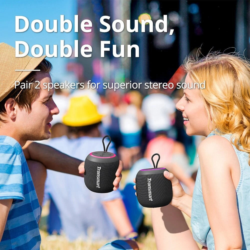 Tronsmart T7 Mini Portable Speaker TWS Bluetooth 5.3 Outdoor Speaker with Balanced Bass IPX7 Waterproof LED Modes for All Phone