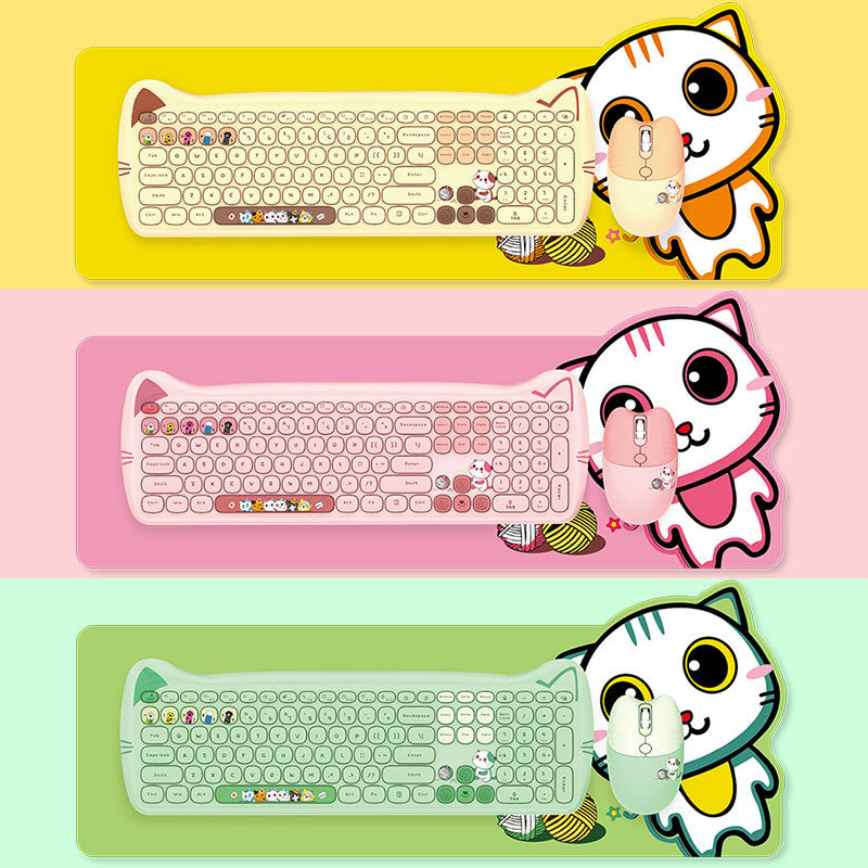 Skyscraper Meow Meng PLUS Wireless Set Keyboard Mouse Color Lipstick Girl Punk Office Set