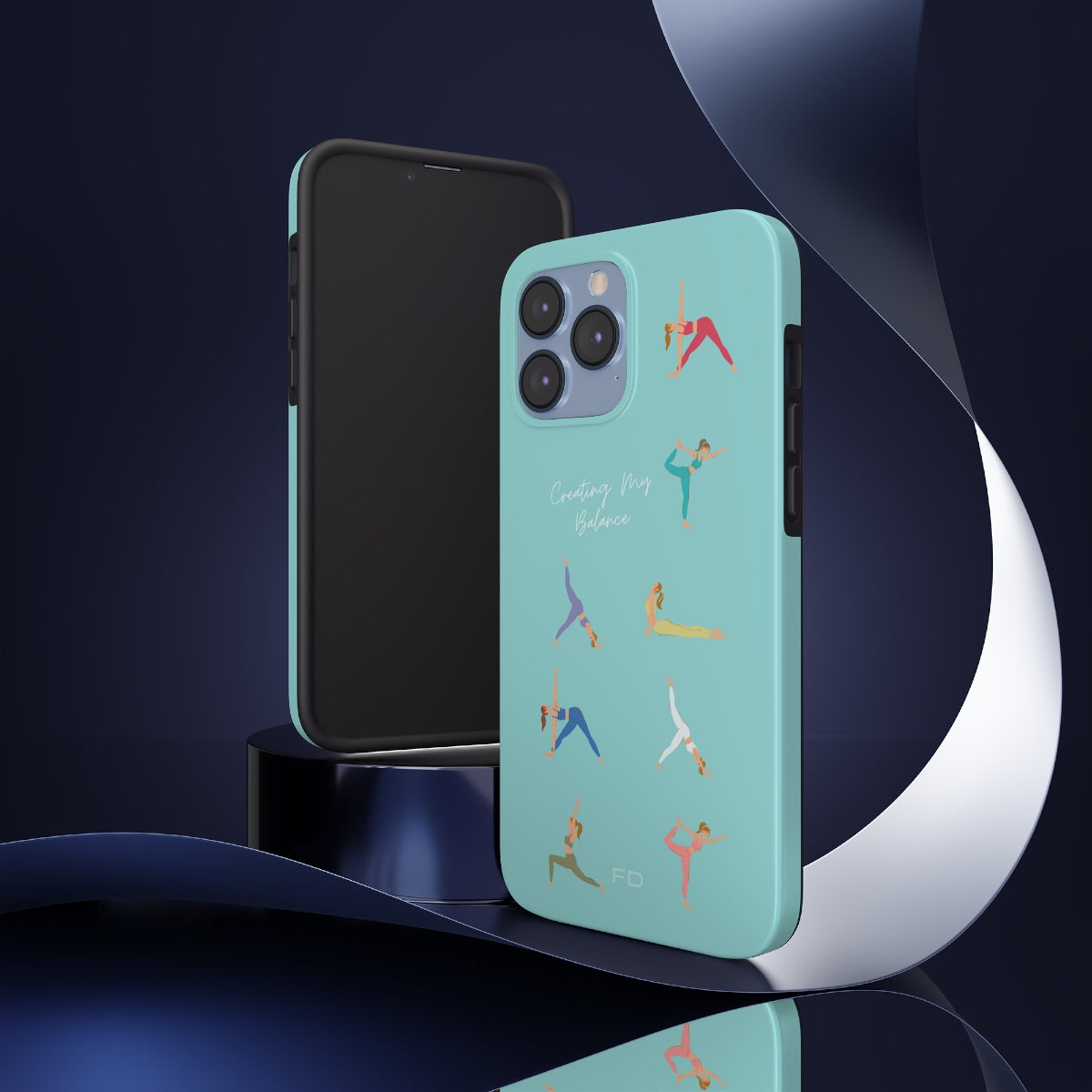 Yoga Poses Blue Tough Case for iPhone with Wireless Charging