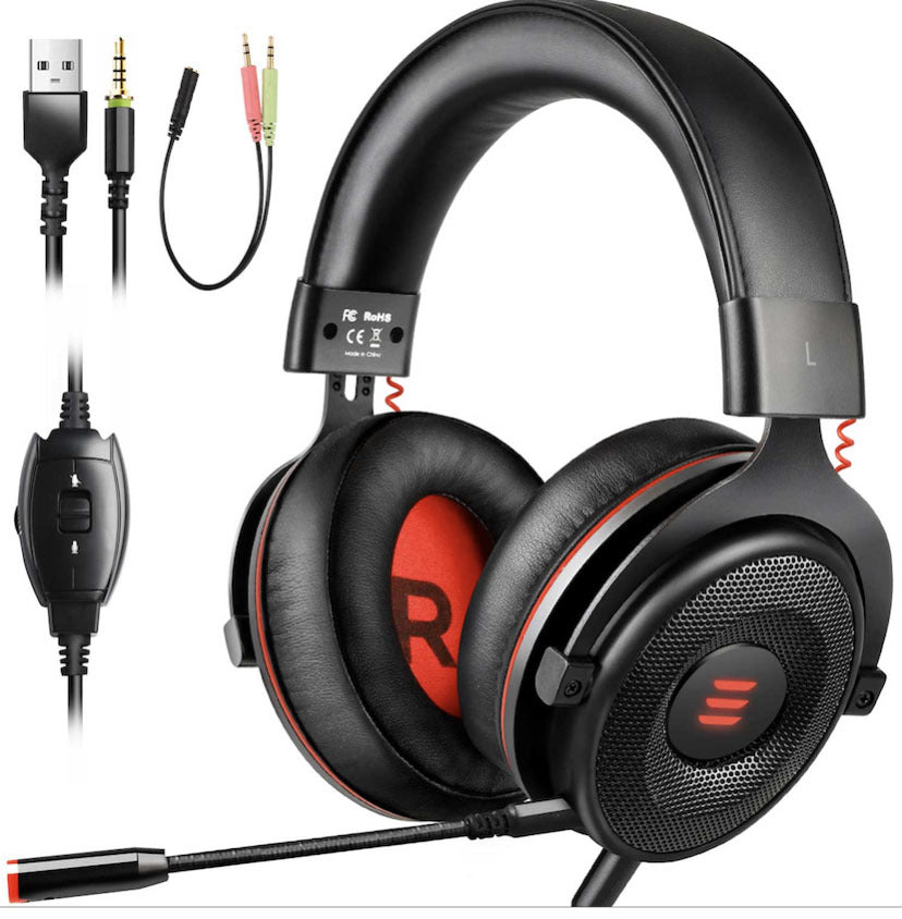 USA - EKSA computer headset e-sports game 7.1 eating chicken listening voice speech position wired headset microphone