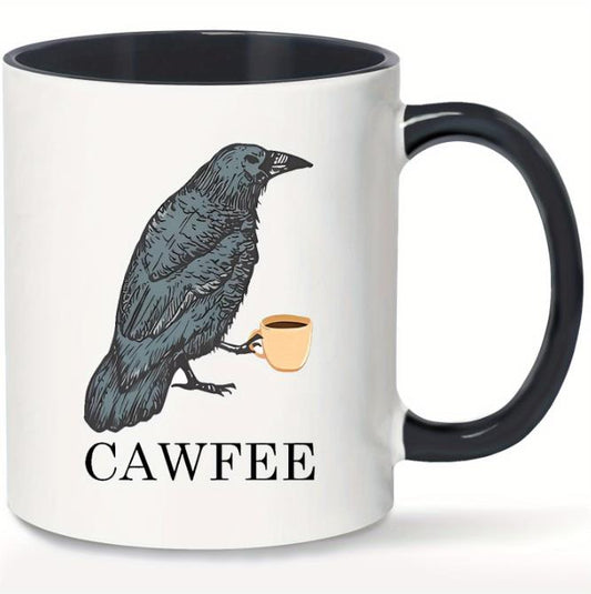 [HG48945-BLA21-301] 11oz  Cawfee Crow Coffee Mug, Funny Bird Lover Art Gift 16529515