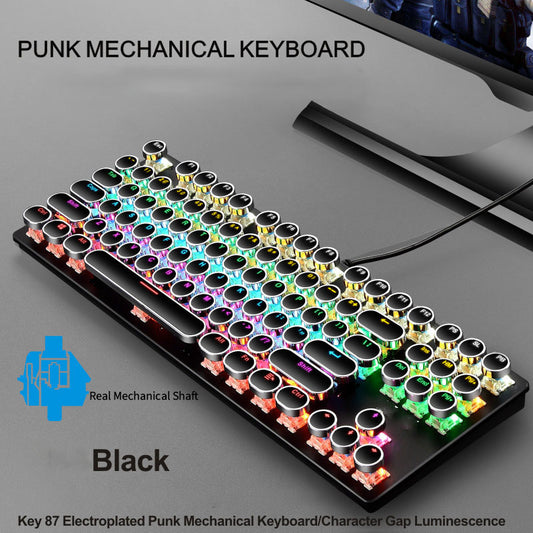 87-Key Mechanical Keyboard Wired Punk E-sports Game Home Office Luminous Keyboard