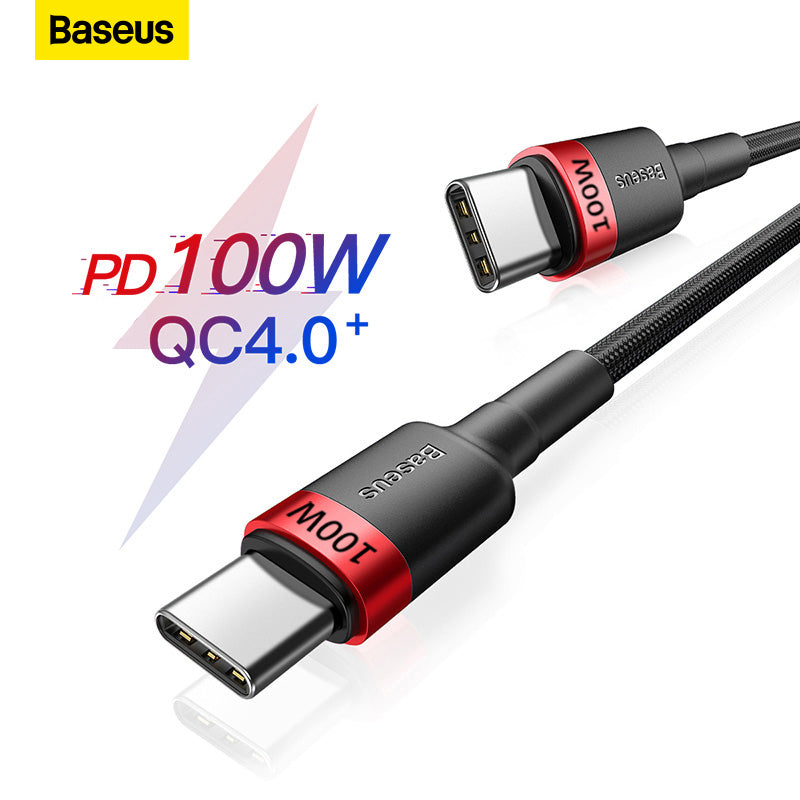 Baseus USB C 转 USB Type C 数据线适用于 MacBook Pro 快速充电 3.0 100W PD 快速充电适用于三星小米 mi 充电线