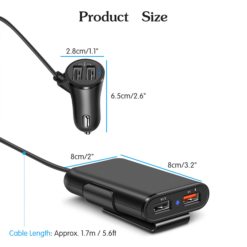 带夹子的智能 QC3.0 快速车载 USB 充电器