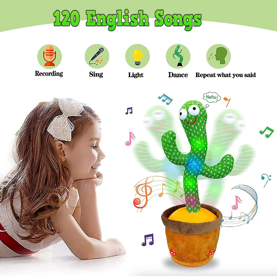 Dancing Cactus Plush Toy Doll Electronic Recording Shake With Song