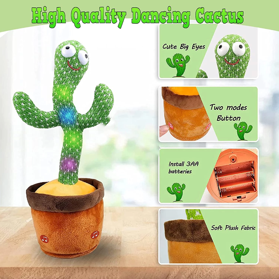 Dancing Cactus Plush Toy Doll Electronic Recording Shake With Song