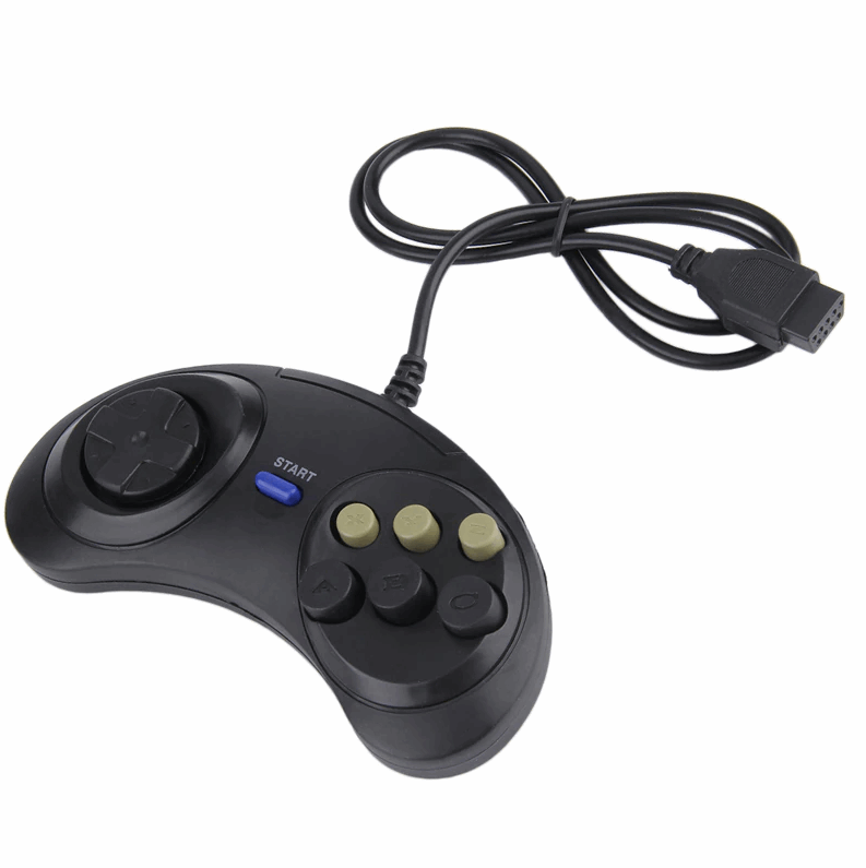 2X 6 Button Game Pad Controller For SEGA Genesis Black Old School