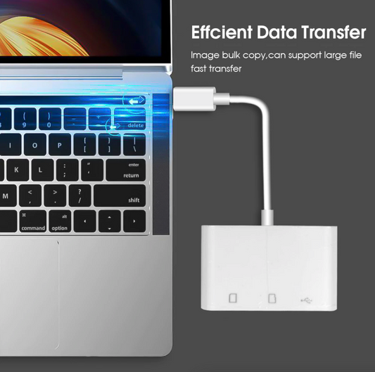 USB C 三合一集线器转换器 Type-C 适配器 SD 卡读卡器 适用于 MacBook