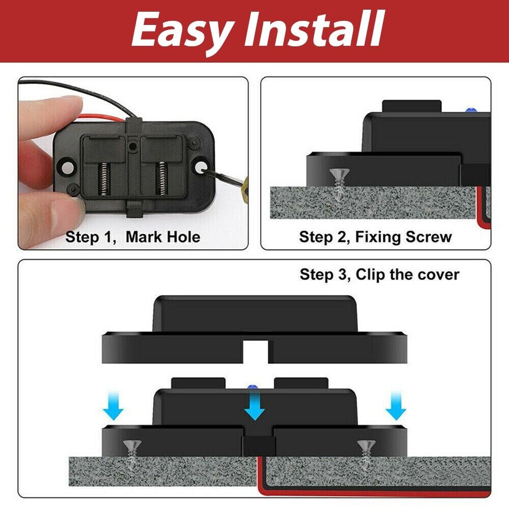 12-24V 4.8A 双 USB PD QC3.0 汽车船房车快速充电器插座 LED