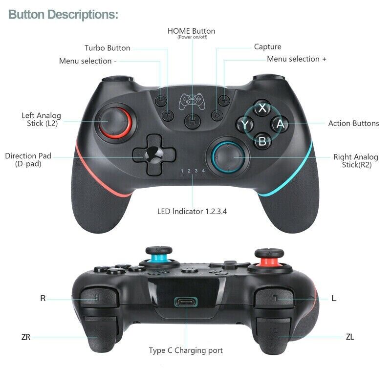 Tay cầm chơi game không dây Pro cho Nintendo Switch Joypad Joystick