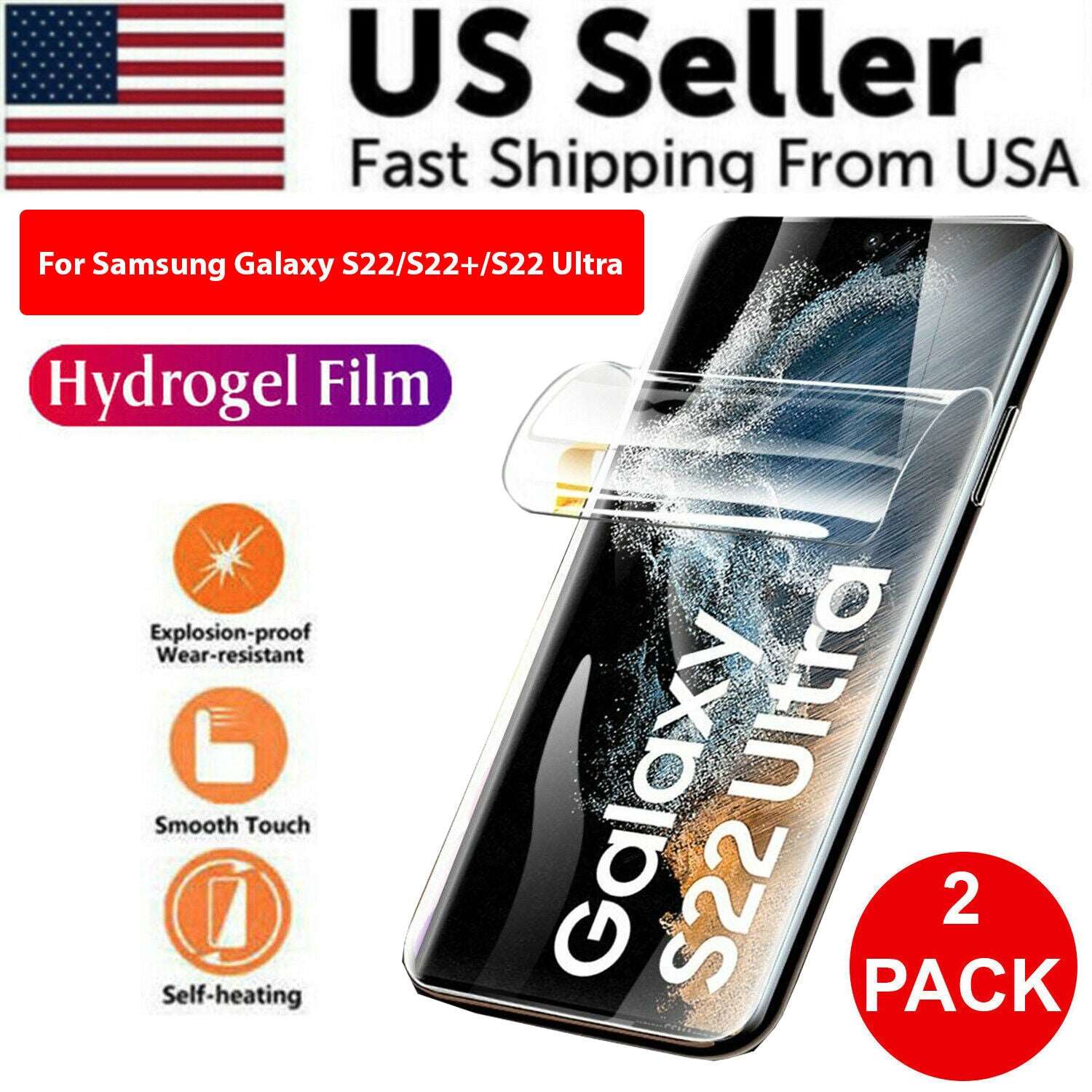 2PCS HYDROGEL Screen Protector For Samsung Galaxy S23 S22 Ultra Plus