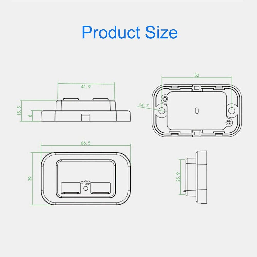 12-24V 4.8A 双 USB PD QC3.0 汽车船房车快速充电器插座 LED