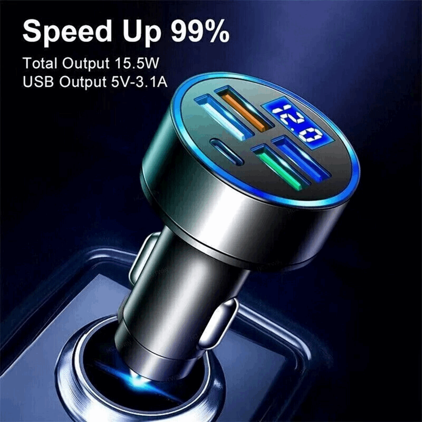 5 USB Port Super Fast Car Charger Adapter For iPhone Samsung Android