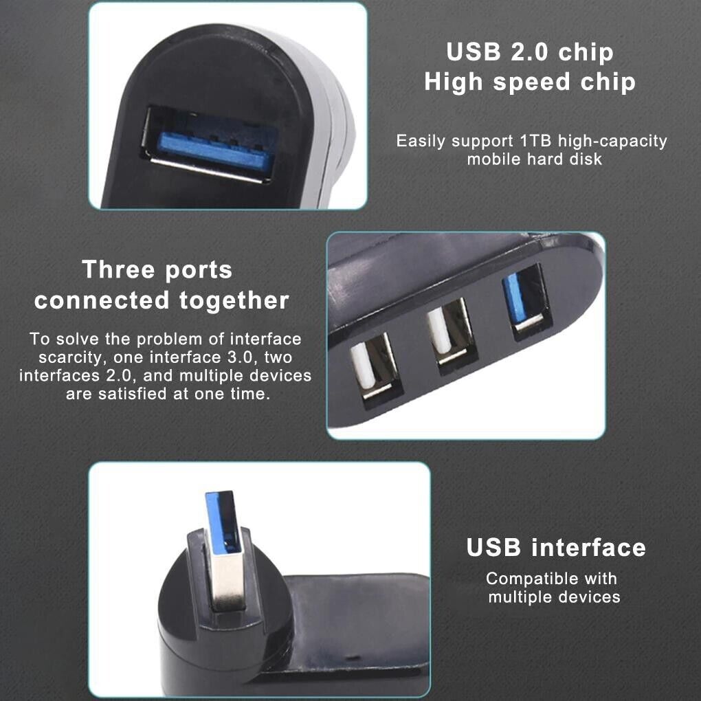 高速 3 端口 USB 3.0 多集线器分配器扩展台式电脑