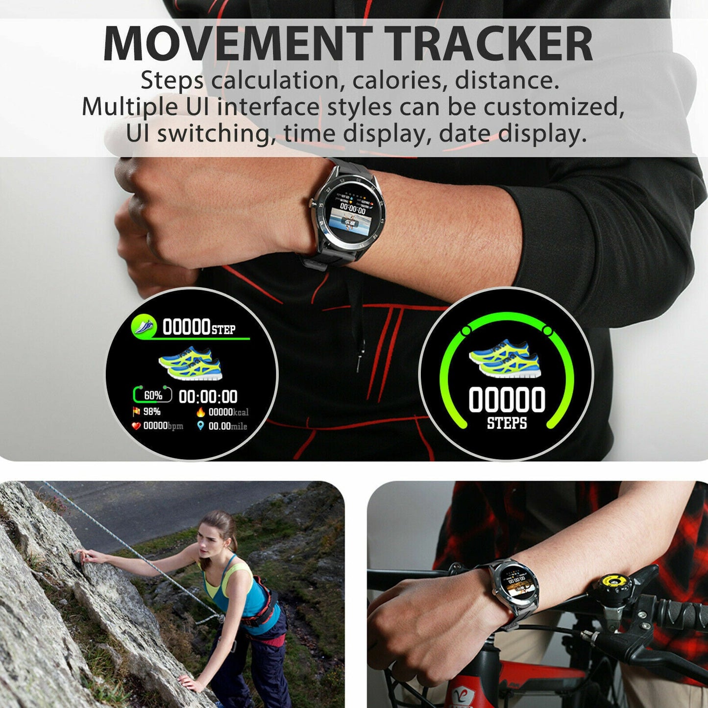 Waterproof Bluetooth Smart Watch Phone Mate Heart Rate Tracker For iOS