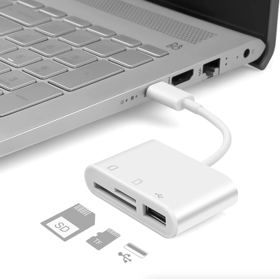 USB C 三合一集线器转换器 Type-C 适配器 SD 卡读卡器 适用于 MacBook