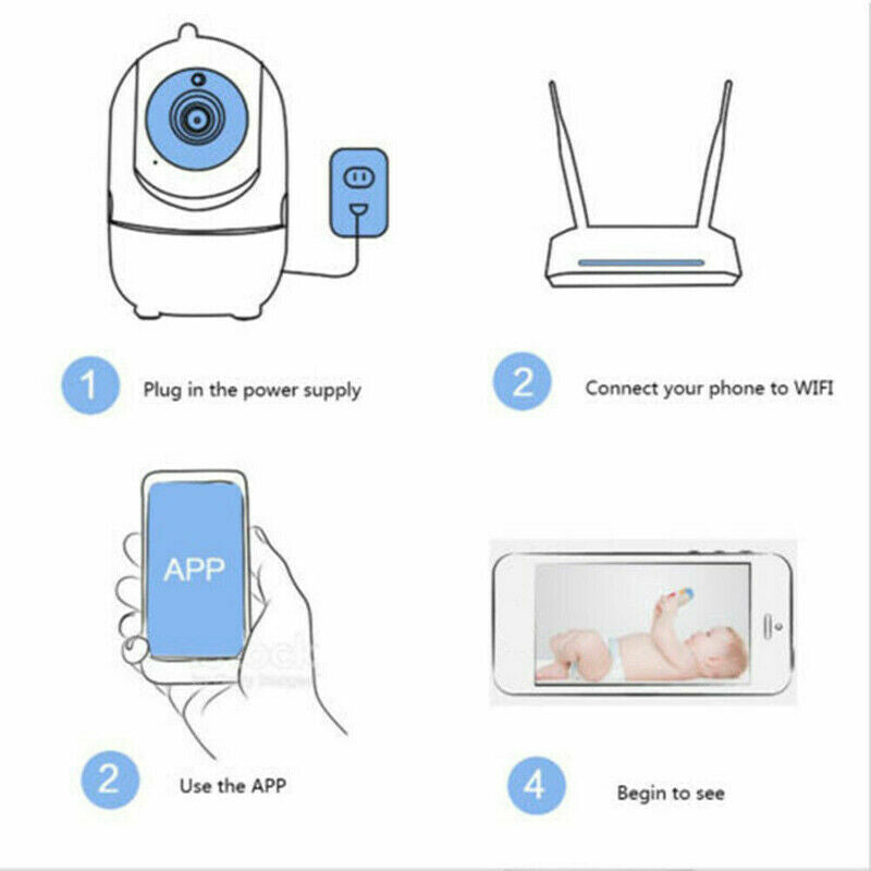 1080P WiFi 无线室内家庭安全摄像头夜视婴儿宠物