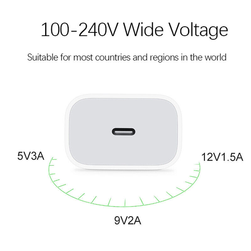 2024 20W USB-C 快速充电器 PD 适配器线 适用于 iPhone 14/13/12/11 XR