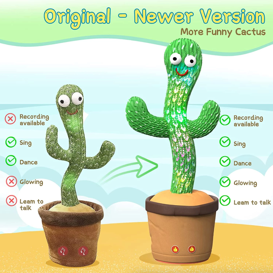 Dancing Cactus Plush Toy Doll Electronic Recording Shake With Song