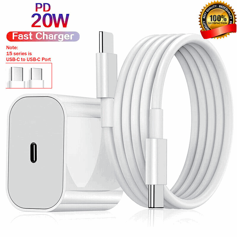 20W USB C Super Fast Charger PD To Type C Cable For iPhone 15 iPad