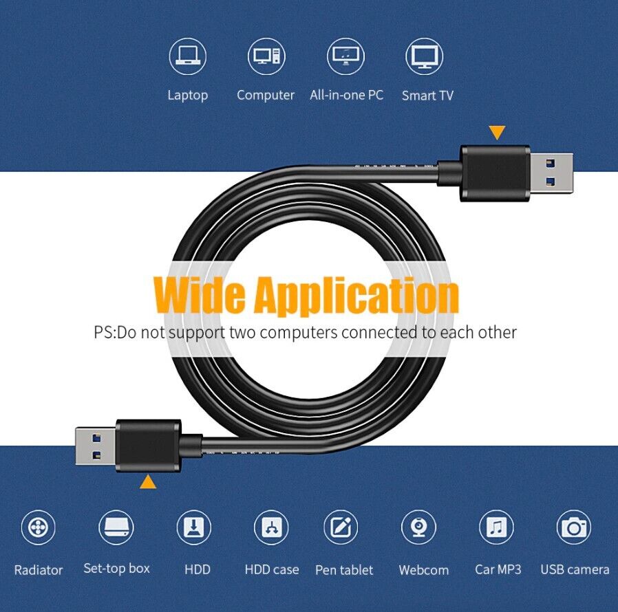 USB 3.0 A 型公头对 A 型公头数据线 数据传输 超高速电源充电器