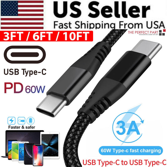 USB-C to USB-C Cable Male Type-C Cable Cord Fast Charger Charging Data