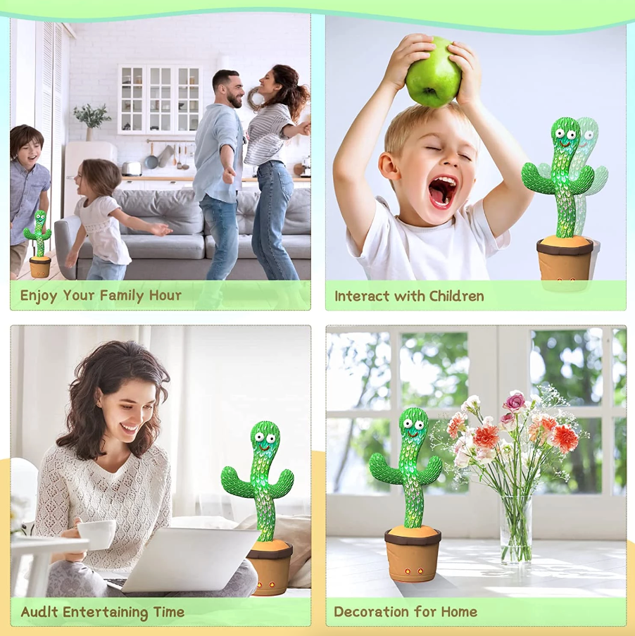 Dancing Cactus Plush Toy Doll Electronic Recording Shake With Song