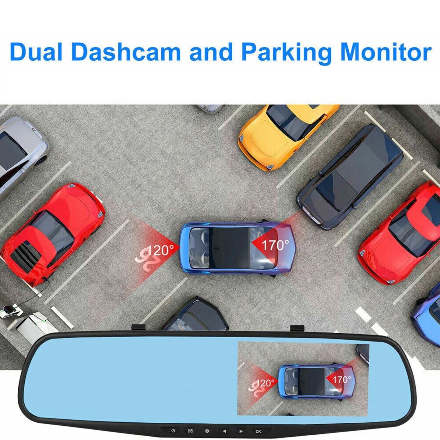 1080P HD Rearview Mirror Car DVR Dual Dash Cam Camera Front Rear Video