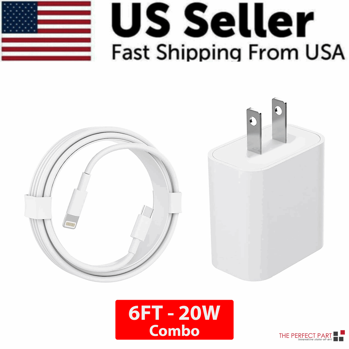 2024 20W USB-C Fast Charger PD Adapter Cable For iPhone 14/13/12/11 XR