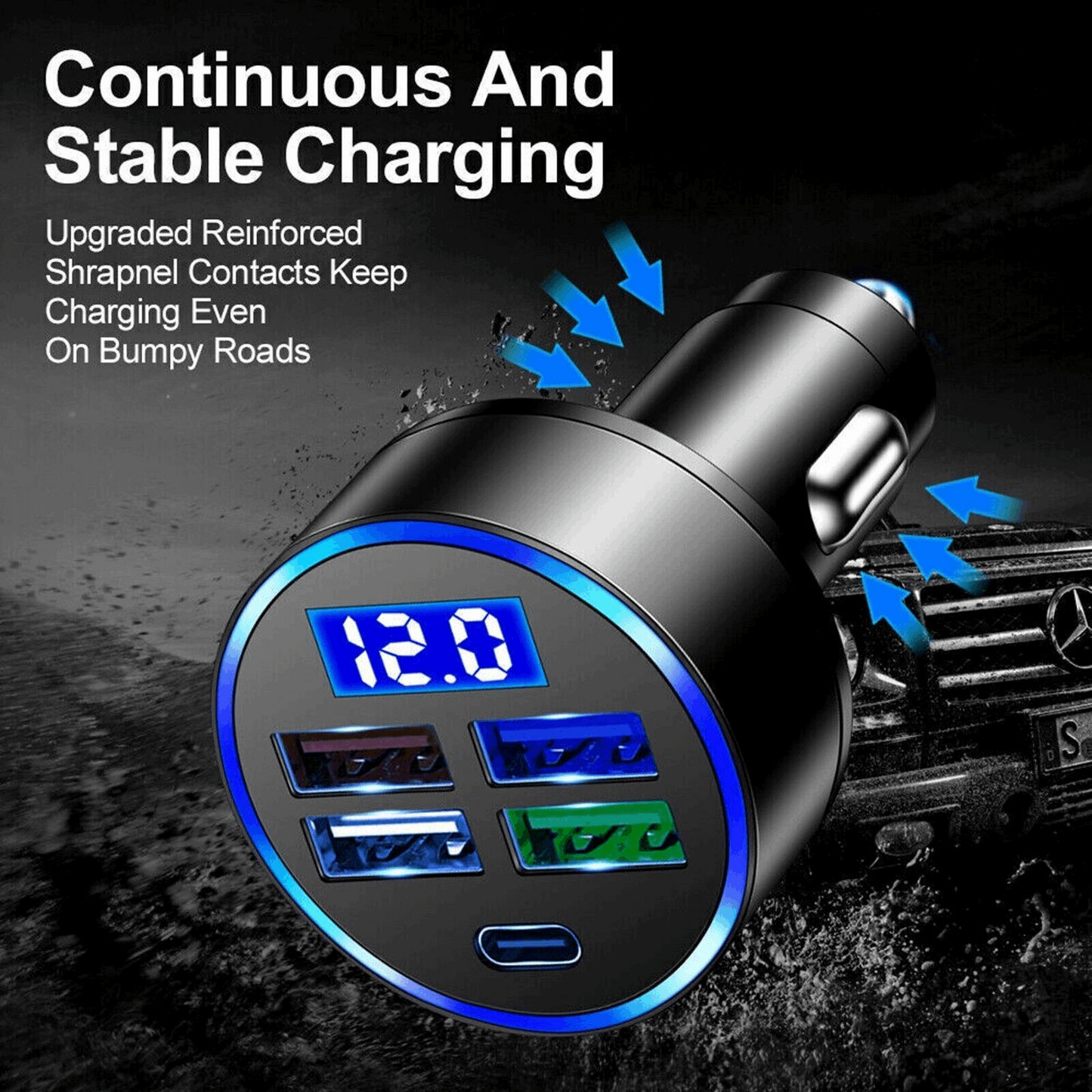 5 USB Port Super Fast Car Charger Adapter For iPhone Samsung Android