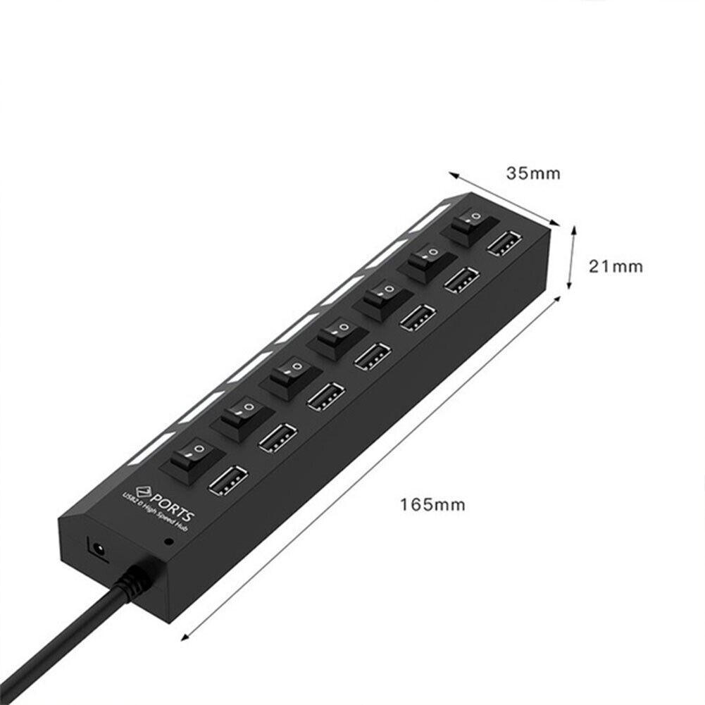 7 Port USB 2.0 / 3.0 Hub Splitter Adapter High Speed For PC Laptop Mac