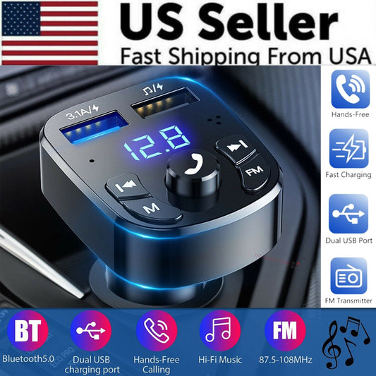 Wireless Car Bluetooth FM Transmitter MP3 Audio USB Charger Adapter