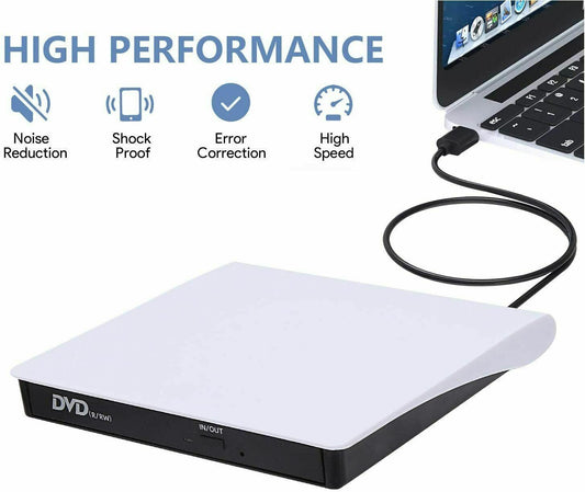 Slim External CD DVD Drive USB 3.0 Disc Player Burner Writer For