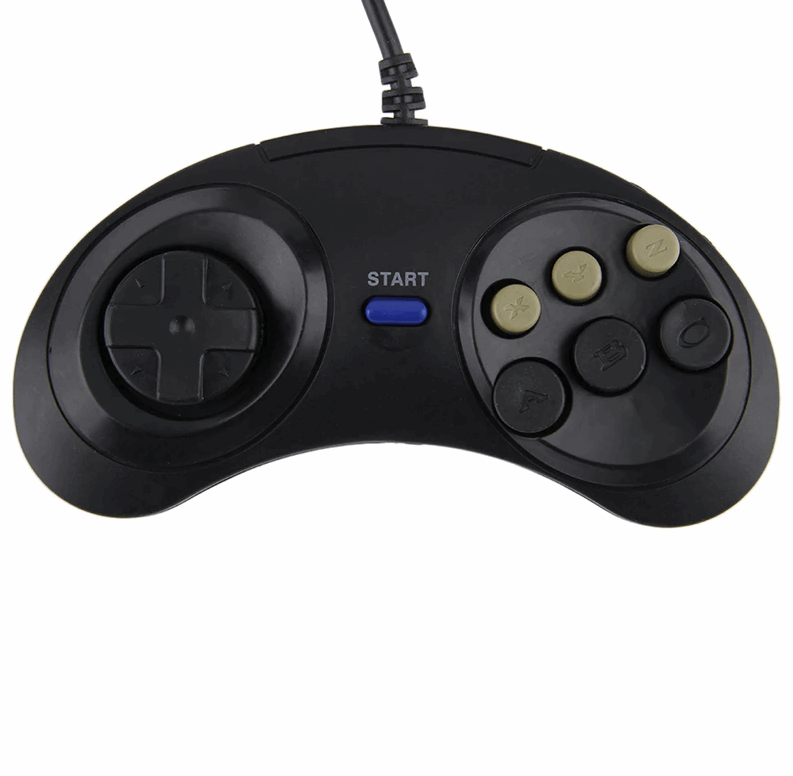 2X 6 Button Game Pad Controller For SEGA Genesis Black Old School