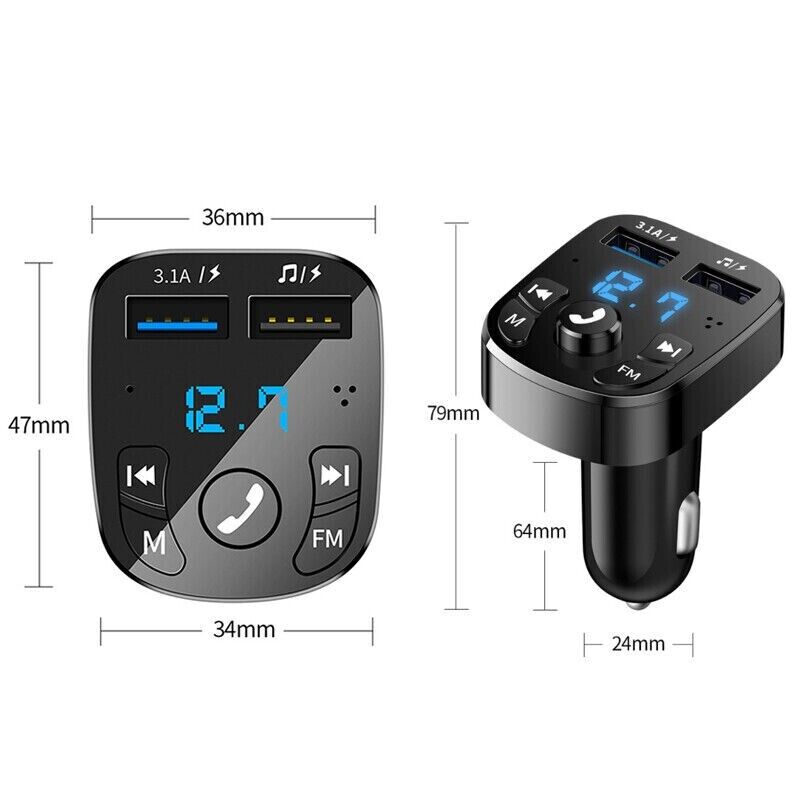 Wireless Car Bluetooth FM Transmitter MP3 Audio USB Charger Adapter