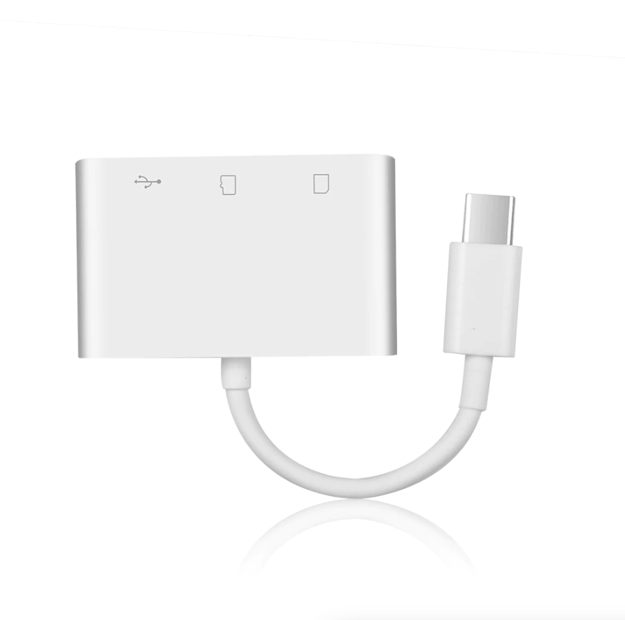 USB C 三合一集线器转换器 Type-C 适配器 SD 卡读卡器 适用于 MacBook