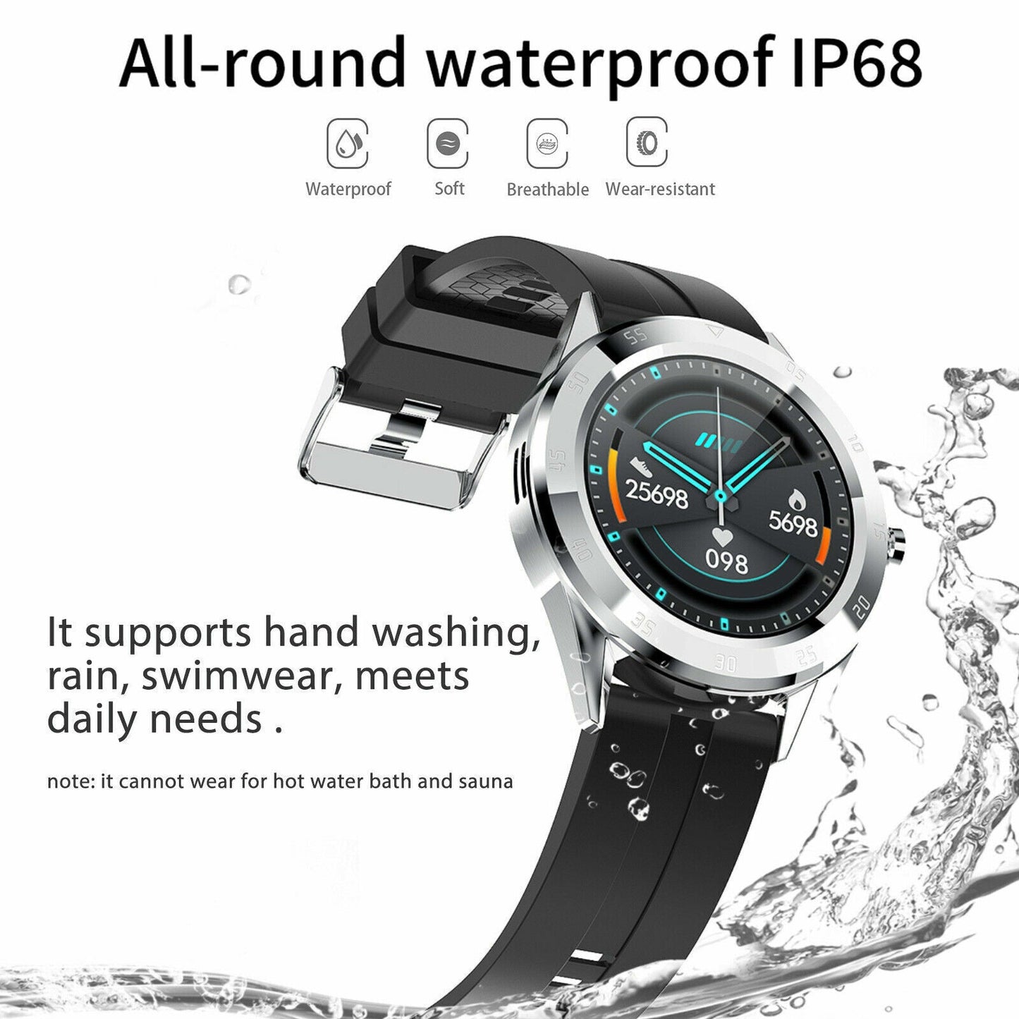 Waterproof Bluetooth Smart Watch Phone Mate Heart Rate Tracker For iOS