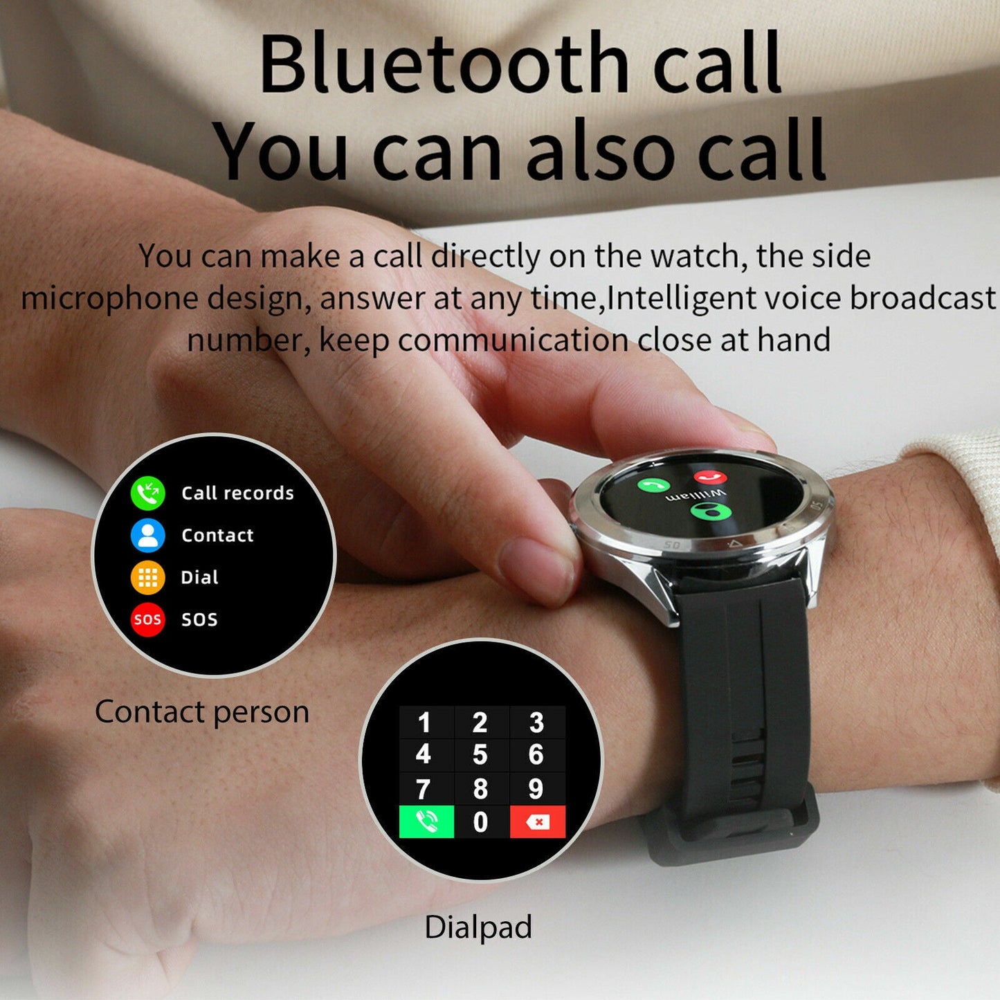 Waterproof Bluetooth Smart Watch Phone Mate Heart Rate Tracker For iOS