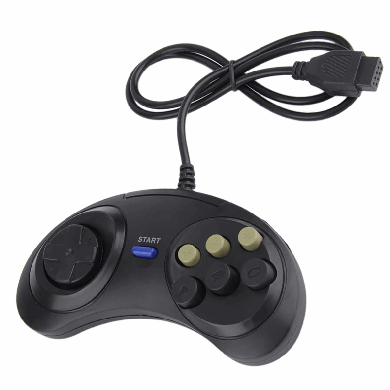 2X 6 Button Game Pad Controller For SEGA Genesis Black Old School