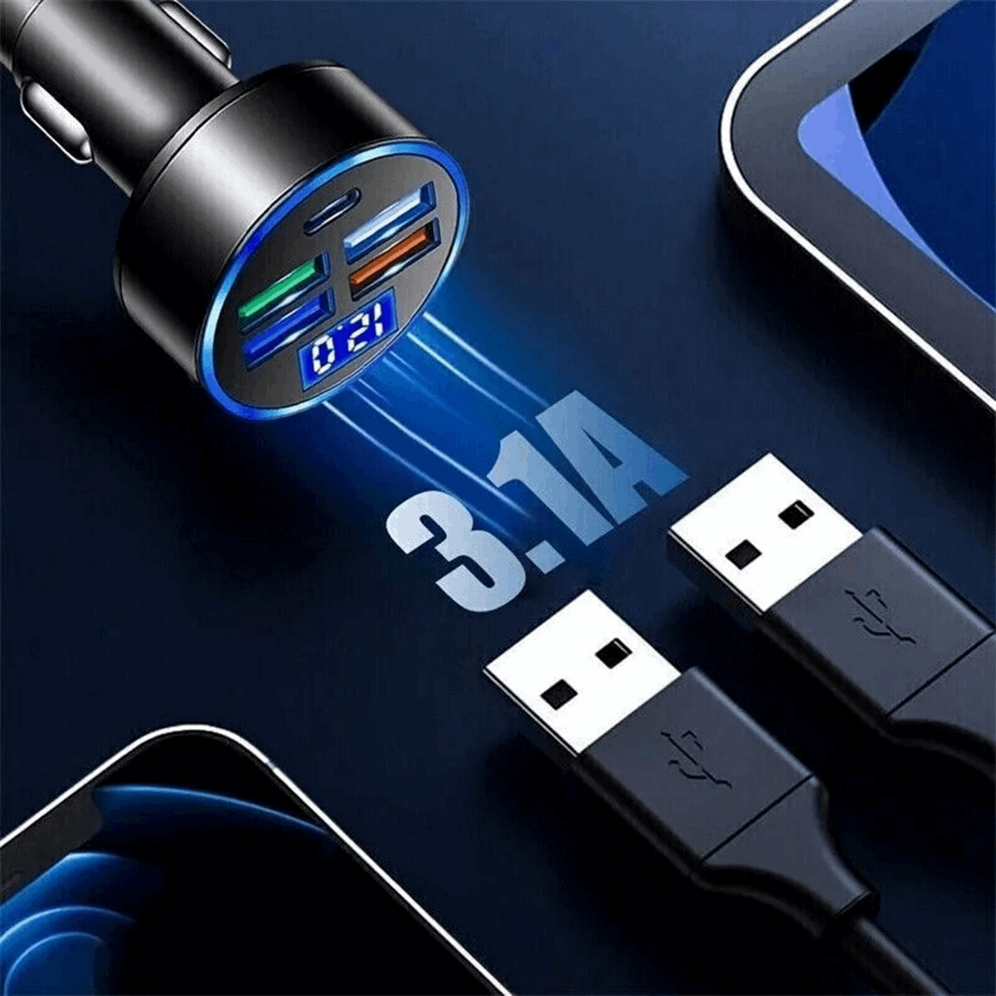 5 USB Port Super Fast Car Charger Adapter For iPhone Samsung Android