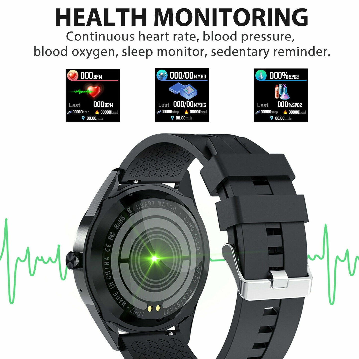 Waterproof Bluetooth Smart Watch Phone Mate Heart Rate Tracker For iOS