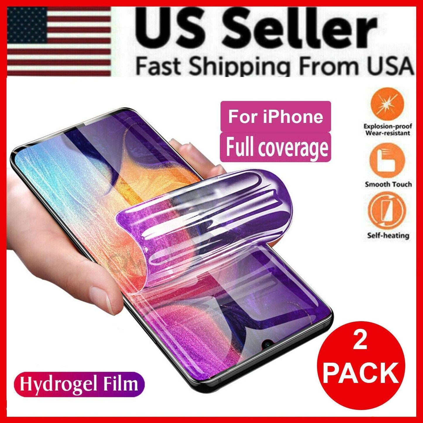 2PCS Hydrogel Screen Protector For iPhone 15 14 13 12 11 Pro Max SE X