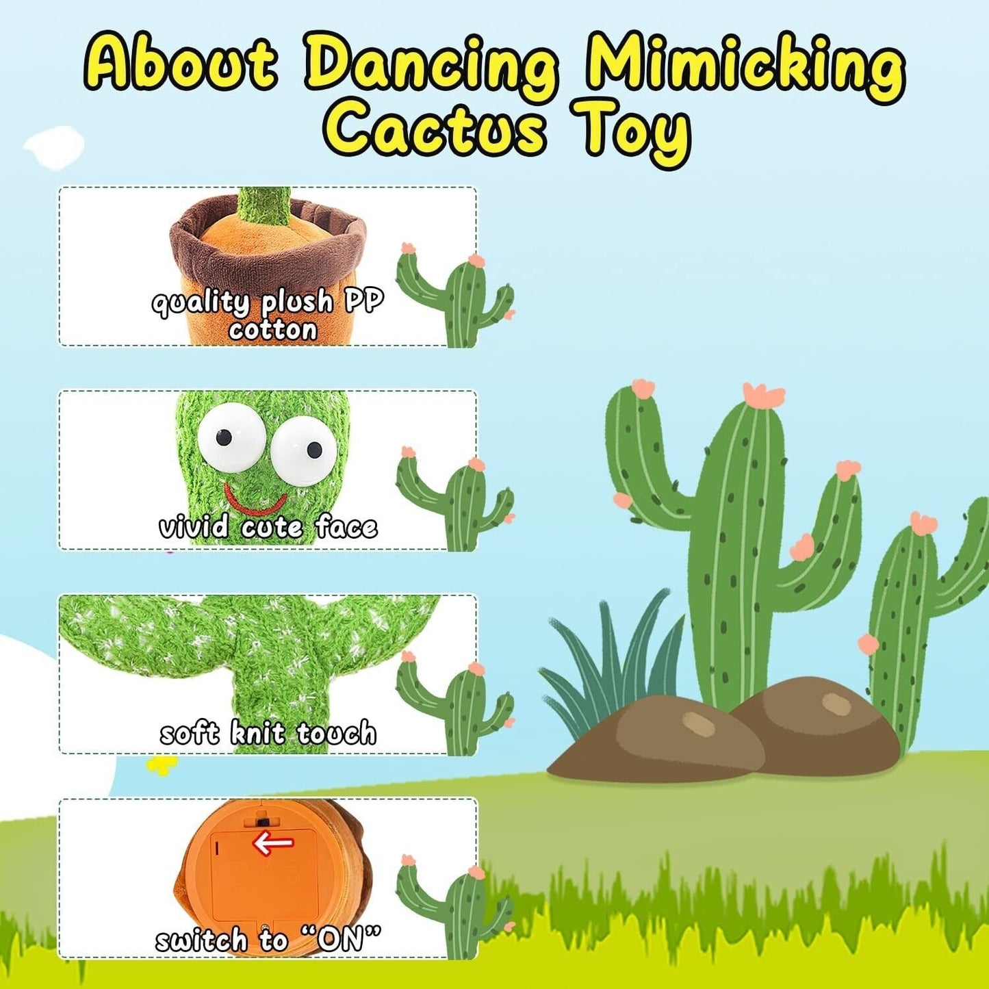 Dancing Cactus Plush Toy Doll Electronic Recording Shake With Song