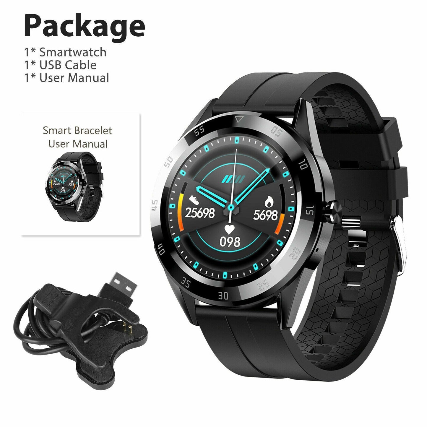 Waterproof Bluetooth Smart Watch Phone Mate Heart Rate Tracker For iOS