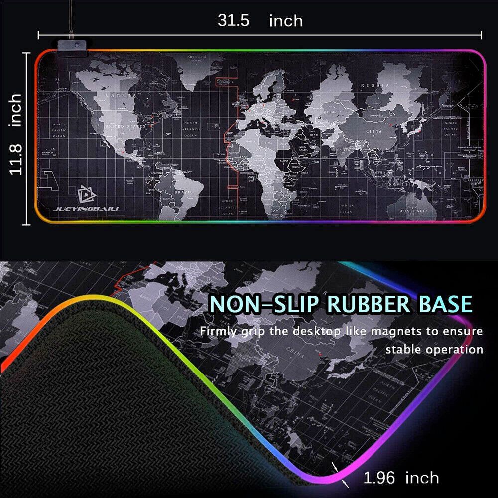 Dragon RGB Gaming Mouse Pad World Map - Remarkable Finds