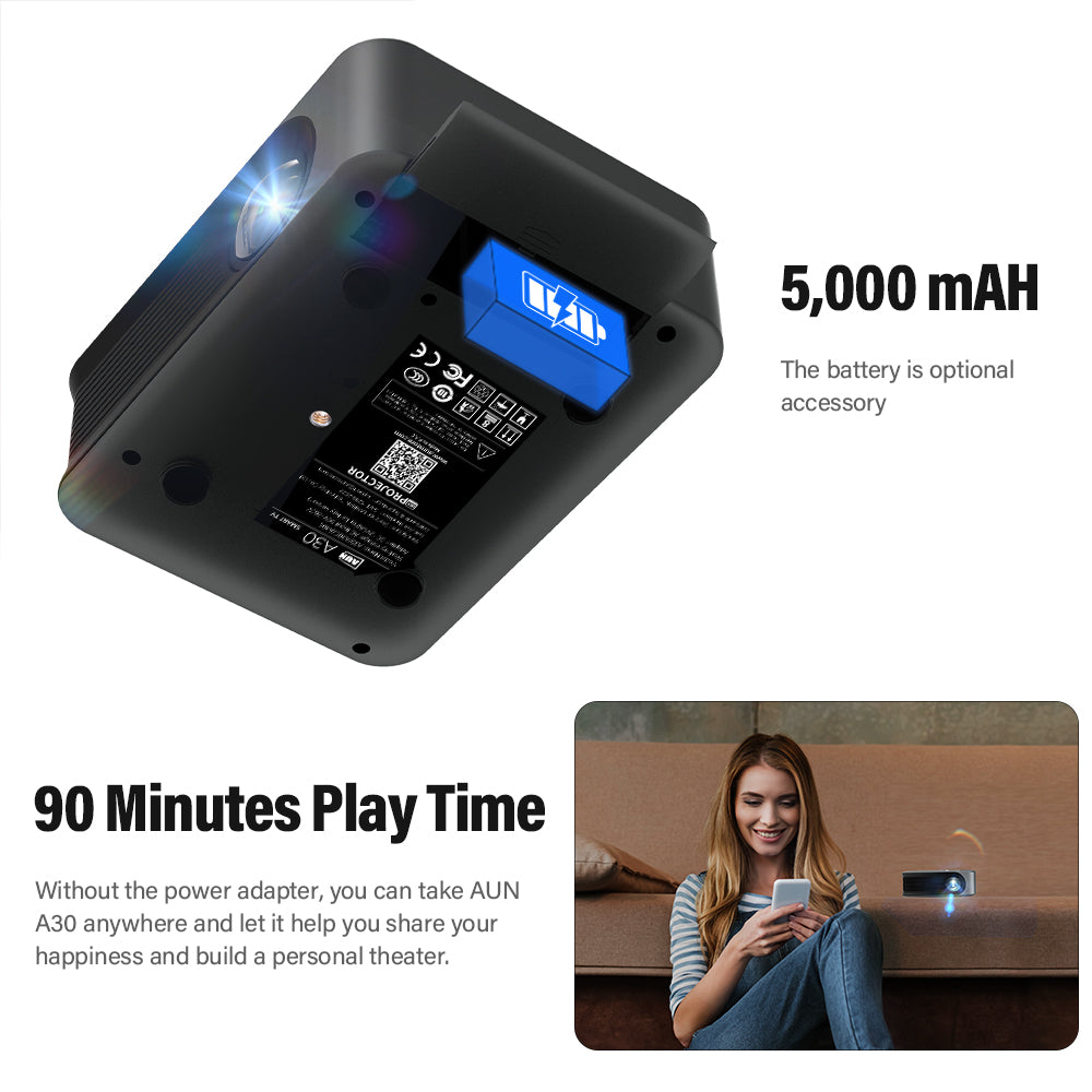 A30C Pro Projector Portable AUN LED MINI Projector Home Smart TV Box Home Theater Projectors Cinema Beamer 4k Video via HD Port